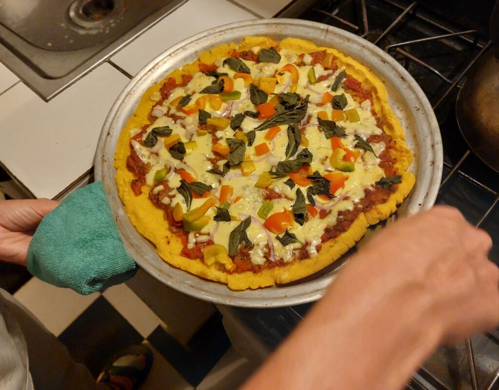 gluten free backpacking meals: arepizza