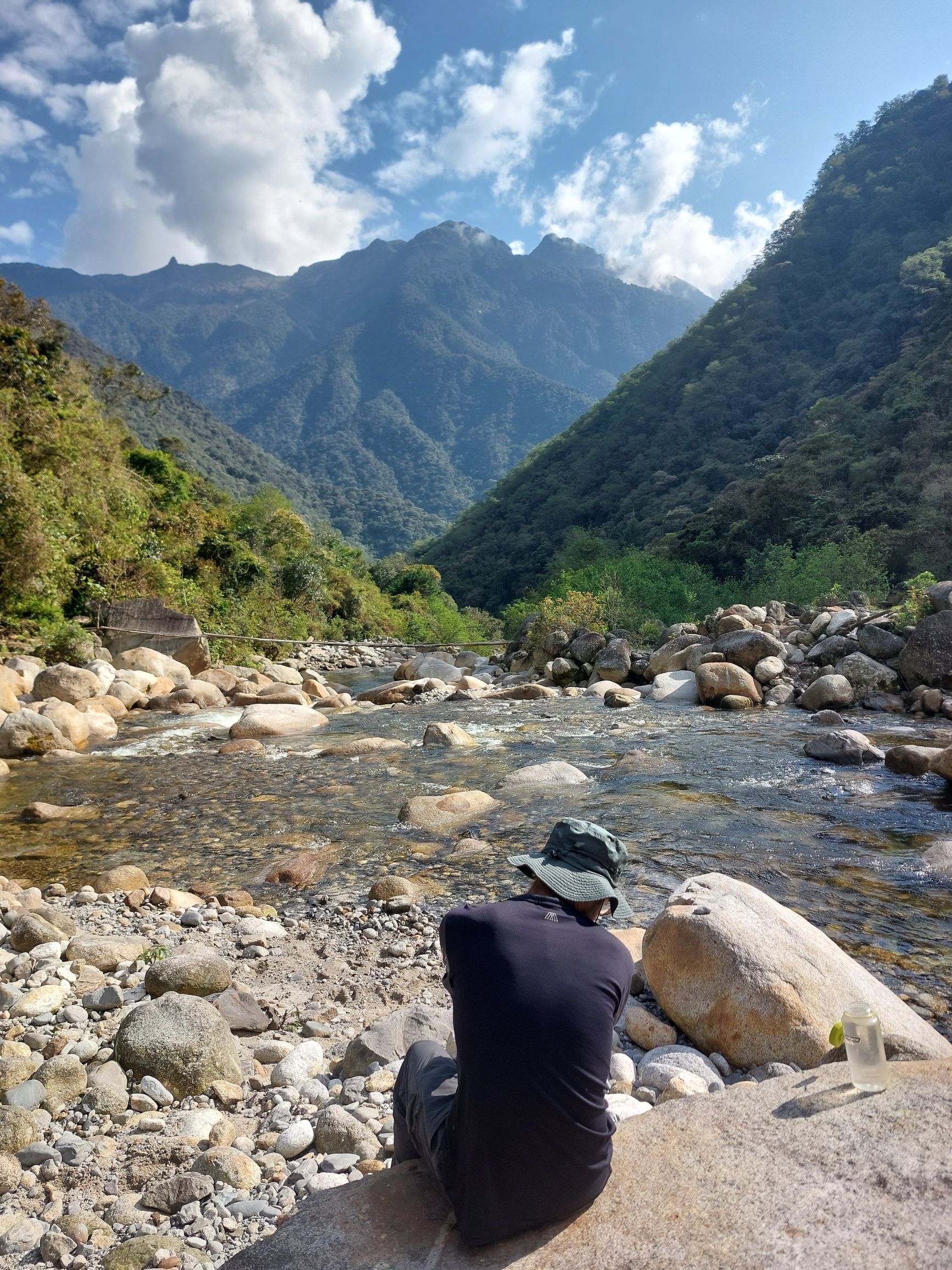 Filtering Water at the El Choro Trail, Bolivia